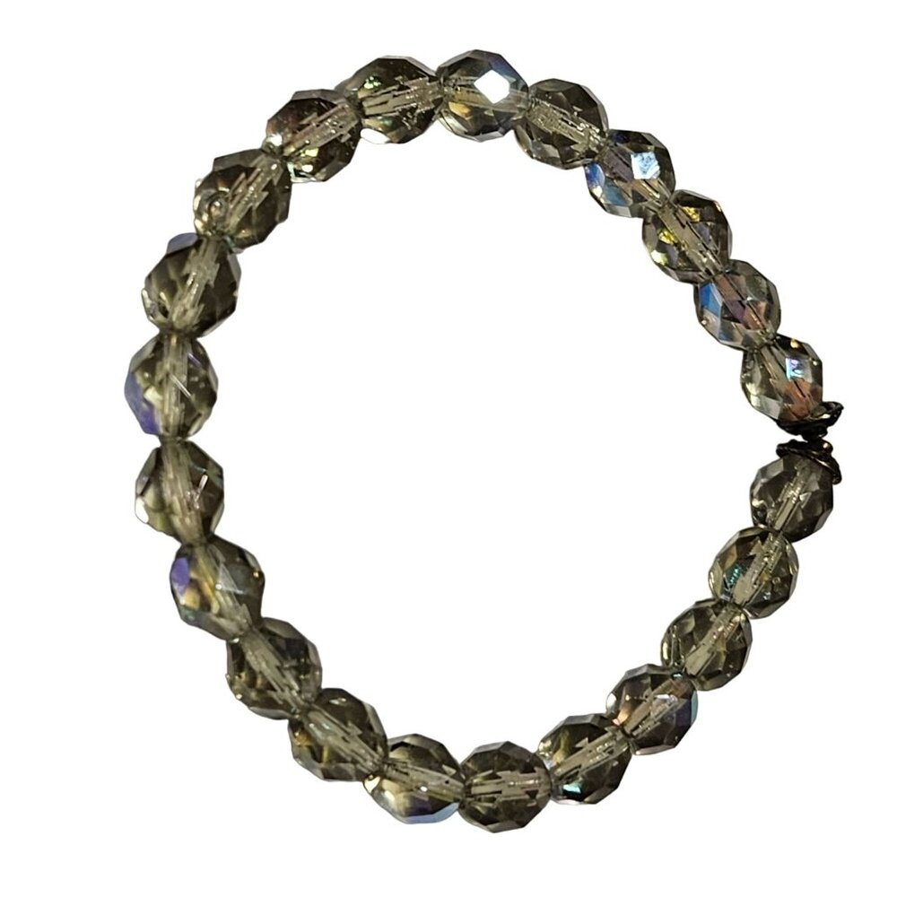 Elegant Faceted Crystal Beaded Stretch Bracelet AB Finish Fashion Jewelry Women